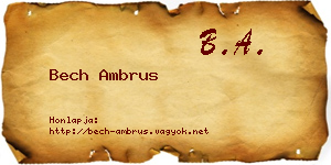 Bech Ambrus névjegykártya
